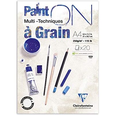 Clairefontaine Kreslicí blok DIN A4 20 listů 250g/m² papír 2 zrnitosti bílé 975049C PaintON á Grain hrubě zrnitý a hladký malovací blok kreslicí papír 100% celulózový papír pro mokré a suché techniky Clairefontaine Kreslicí blok DIN A4 20 listů 250g/m² papír 2 zrnitosti bílé 975049C PaintON á Grain hrubě zrnitý a hladký malovací blok kreslicí papír 100% celulózový papír pro mokré a suché techniky