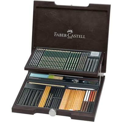 Faber-Castell Pitt jednobarevné dřevěné kufry, 86 dílů Faber-Castell Pitt jednobarevné dřevěné kufry, 86 dílů