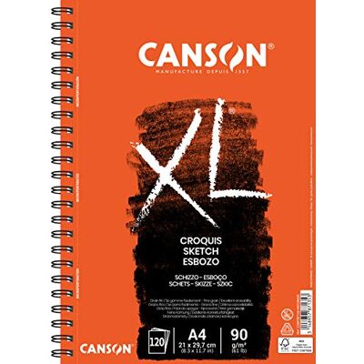 Canson XL® Croquis blok skicování, spirálově vázaný na dlouhé straně, DIN A4, 120 listů, 90 g/m², krémový Canson XL® Croquis blok skicování, spirálově vázaný na dlouhé straně, DIN A4, 120 listů, 90 g/m², krémový