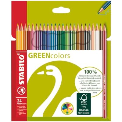 STABILO GREENcolors Ekologická barevná tužka 24 balení s 24 různými barvami STABILO GREENcolors Ekologická barevná tužka 24 balení s 24 různými barvami