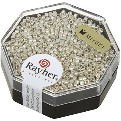 Rayher Hobby Delica-Rocailles, Miyuki-Rocailles, metalická, stříbrná, 1,6 mm ø, dóza 4 g, korálky na navlékání, skleněné korálky malé, 14760606 Rayher Hobby Delica-Rocailles, Miyuki-Rocailles, metalická, stříbrná, 1,6 mm ø, dóza 4 g, korálky na navlékání, skleněné korálky malé, 14760606