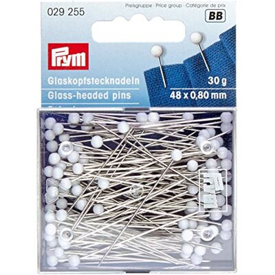 Prym 029255 skleněné jehlice, 0,80 x 48 mm, bílá, 30 g, karta s dózou Prym 029255 skleněné jehlice, 0,80 x 48 mm, bílá, 30 g, karta s dózou