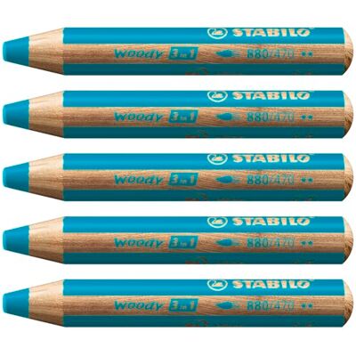 STABILO pastelky, vodové barvy a voskovky woody balení 3 v 1-5 kusech tyrkysová STABILO pastelky, vodové barvy a voskovky woody balení 3 v 1-5 kusech tyrkysová