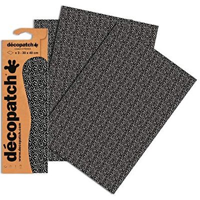 décopatch Clairefontaine C743O Decopatch papír, balení 3 ks černo-bílé s puntíky décopatch Clairefontaine C743O Decopatch papír, balení 3 ks černo-bílé s puntíky
