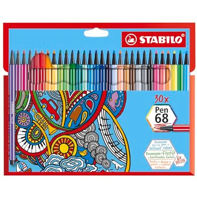 STABILO Premium plstěné pero Pen 68 30 balení s 30 různými barvami STABILO Premium plstěné pero Pen 68 30 balení s 30 různými barvami