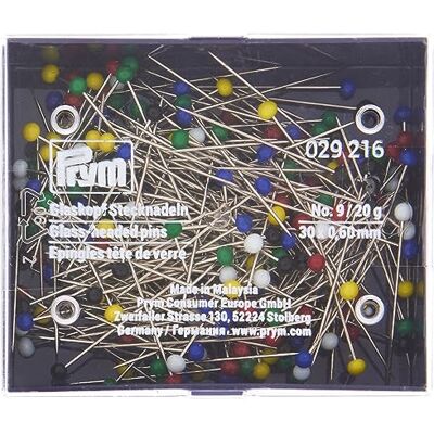 Prym 029216 Glaskopfnadeln, 0,60 x 30mm, bunt, 20g, Kunststoffdose Prym 029216 Glaskopfnadeln, 0,60 x 30mm, bunt, 20g, Kunststoffdose