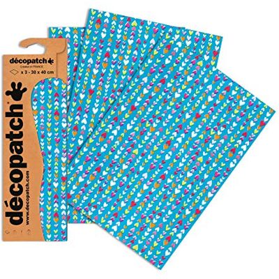 décopatch Papír č. 410 (modré barevné srdce, 395 x 298 mm) balení 3 ks décopatch Papír č. 410 (modré barevné srdce, 395 x 298 mm) balení 3 ks