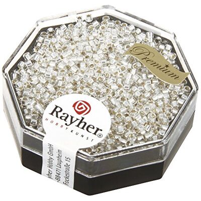 Rayher Delica-Rocailles, Miyuki-Rocailles, bergkristall, 1,6 mm ø, Dose 6 g, Perlen zum Auffädeln, Glasperlen klein, 14762801 Rayher Delica-Rocailles, Miyuki-Rocailles, bergkristall, 1,6 mm ø, Dose 6 g, Perlen zum Auffädeln, Glasperlen klein, 14762801