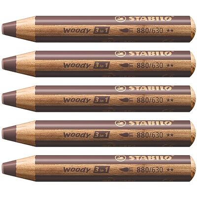 STABILO pastelky, vodní barvy a voskovky woody balení 3 v 1-5 kusech hnědá STABILO pastelky, vodní barvy a voskovky woody balení 3 v 1-5 kusech hnědá