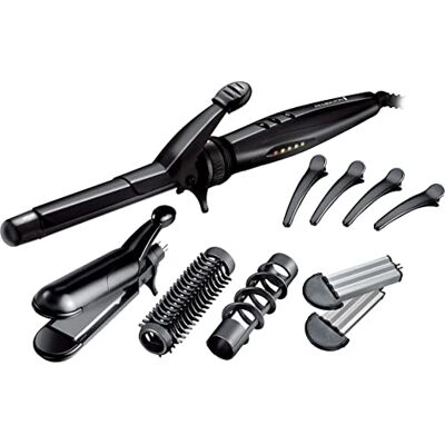 Remington Multistyler vč. oboustranných stylingových destiček S8670, 19mm nástavec na kulmu, kulatý kartáč a spirálové kadeře, sponky do vlasů, černé Remington Multistyler vč. oboustranných stylingových destiček S8670, 19mm nástavec na kulmu, kulatý kartáč a spirálové kadeře, sponky do vlasů, černé