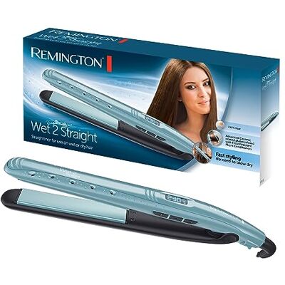 Remington Žehlička Wet2Straight (pro mokré a suché použití -k sušení a vyhlazení vlasů, tepelně aktivované mikroúčinné látky proti krepatění), LCD displej, 140–230 °C, žehlička na vlasy S7300 Remington Žehlička Wet2Straight (pro mokré a suché použití -k sušení a vyhlazení vlasů, tepelně aktivované mikroúčinné látky proti krepatění), LCD displej, 140–230 °C, žehlička na vlasy S7300