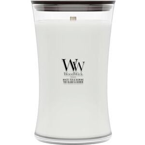 Woodwick Velká vonná svíčka s přesýpacími hodinami White Tea & Jasmine s praskajícím knotem Doba hoření: až 130 hodin Woodwick Velká vonná svíčka s přesýpacími hodinami White Tea & Jasmine s praskajícím knotem Doba hoření: až 130 hodin