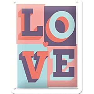 ART Plechový retro štítek, Word Up – Love – nápad na dárek pro fanoušky nostalgie, z kovu, vintage design s nápisem, 15 x 20 cm ART Plechový retro štítek, Word Up – Love – nápad na dárek pro fanoušky nostalgie, z kovu, vintage design s nápisem, 15 x 20 cm