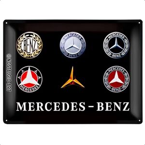 ART Retro plechový štítek, 30 x 40 cm, Mercedes-Benz – Logo Evolution – nápad na dárek pro fanoušky Mercedes-Benz Fans, originální licenční produkt (OLP), z kovu, vintage design, plechové ART Retro plechový štítek, 30 x 40 cm, Mercedes-Benz – Logo Evolution – nápad na dárek pro fanoušky Mercedes-Benz Fans, originální licenční produkt (OLP), z kovu, vintage design, plechové
