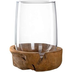 Leonardo Terra lucerna s podstavcem z teakového dřeva, ručně vyrobený svícen, váza na čajovou svíčku z čirého skla, výška 27 cm, průměr 23 cm, 084409 Leonardo Terra lucerna s podstavcem z teakového dřeva, ručně vyrobený svícen, váza na čajovou svíčku z čirého skla, výška 27 cm, průměr 23 cm, 084409