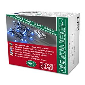 Konstsmide LED řetěz se zvonkovými světly, kulaté diody, 6 h časovač, 20 modrých diod, provoz na baterie, vnitřní, černý kabel, 3 × AA 1,5 V (bez něj) – 1491–407 Konstsmide LED řetěz se zvonkovými světly, kulaté diody, 6 h časovač, 20 modrých diod, provoz na baterie, vnitřní, černý kabel, 3 × AA 1,5 V (bez něj) – 1491–407