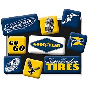 ART , Retro magnety na lednici, Goodyear – loga – dárek pro fanoušky aut a motocyklů, magnetická sada pro magnetické tabule, vintage design, 9 kusů ART , Retro magnety na lednici, Goodyear – loga – dárek pro fanoušky aut a motocyklů, magnetická sada pro magnetické tabule, vintage design, 9 kusů