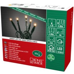 Konstsmide Světelný řetěz Micro LED, svařovaný, 35 jantarových diod, vnitřní trafa 24 V, tmavě zelený kabel 6352-820 Konstsmide Světelný řetěz Micro LED, svařovaný, 35 jantarových diod, vnitřní trafa 24 V, tmavě zelený kabel 6352-820