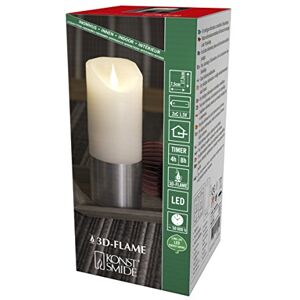 Konstsmide LED Echtwachskerze, weiß, mit silberfarbener Banderole, 3D Flamme, 4h und 8h Timer, warm weiße Diode, batteriebetrieben, Innen 1822-300 Konstsmide LED Echtwachskerze, weiß, mit silberfarbener Banderole, 3D Flamme, 4h und 8h Timer, warm weiße Diode, batteriebetrieben, Innen 1822-300