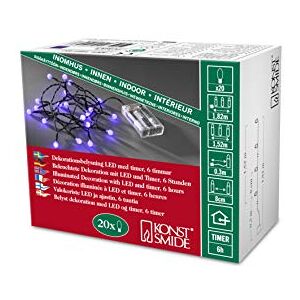 Konstsmide LED světelný řetěz, kulaté diody, 6 h časovač, 20 purpurových diod, provoz na baterie, vnitřní, černý kabel, 3 x AA 1,5 V (exk.) 1491-457 Konstsmide LED světelný řetěz, kulaté diody, 6 h časovač, 20 purpurových diod, provoz na baterie, vnitřní, černý kabel, 3 x AA 1,5 V (exk.) 1491-457