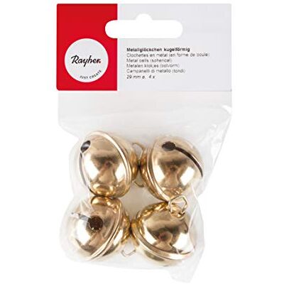 Rayher Kovové zvonky, kulovité, 29 mm ø, zlaté, sáček 4 kusy, svorky, vánoční zvonky, 2503406, zlaté barvy Rayher Kovové zvonky, kulovité, 29 mm ø, zlaté, sáček 4 kusy, svorky, vánoční zvonky, 2503406, zlaté barvy