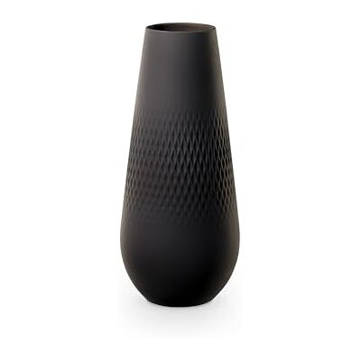 Villeroy & Boch Manufacture Noir váza Carré No. 3, váza černá matná vysoká, vysoká květinová váza na pampovou trávu, podlahová váza, velká růžová váza úzká černá, dekorativní keramika, prémiový Villeroy & Boch Manufacture Noir váza Carré No. 3, váza černá matná vysoká, vysoká květinová váza na pampovou trávu, podlahová váza, velká růžová váza úzká černá, dekorativní keramika, prémiový