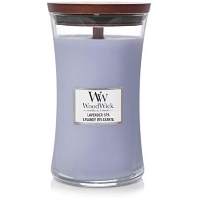 Woodwick Velká vonná svíčka s přesýpacími hodinami Lavender Spa s praskajícím knotem Doba hoření: až 130 hodin Woodwick Velká vonná svíčka s přesýpacími hodinami Lavender Spa s praskajícím knotem Doba hoření: až 130 hodin