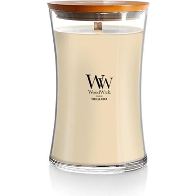 Woodwick Große Duftkerze im Sanduhrglas mit knisterndem Docht Vanilla Bean bis zu 130 Stunden Brenndauer Woodwick Große Duftkerze im Sanduhrglas mit knisterndem Docht Vanilla Bean bis zu 130 Stunden Brenndauer