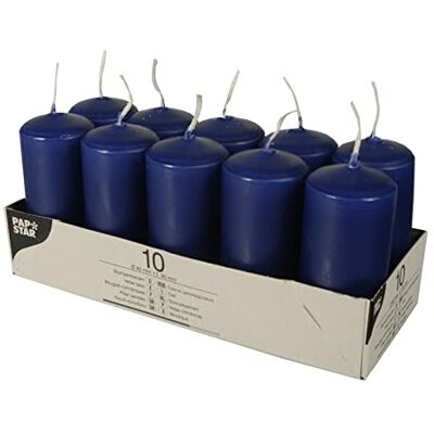 Papstar Válcové svíčky / sloupová svíčka tmavě modrá (10 kusů), průměr 4 cm, výška 9 cm, tmavě modrá, dlouhá doba hoření, spalování bez sazí, pro gastro, slavnosti a domácnosti, #17916 Papstar Válcové svíčky / sloupová svíčka tmavě modrá (10 kusů), průměr 4 cm, výška 9 cm, tmavě modrá, dlouhá doba hoření, spalování bez sazí, pro gastro, slavnosti a domácnosti, #17916