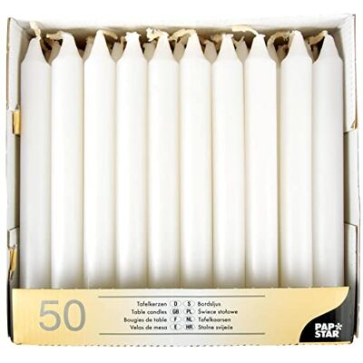 Papstar Stolové svíčky/13800 Ø 21 mm bílé obsahující 50 Papstar Stolové svíčky/13800 Ø 21 mm bílé obsahující 50