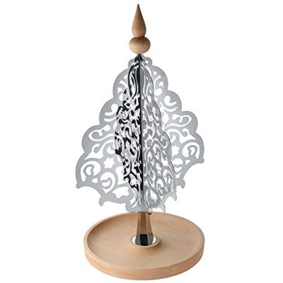 Alessi MW51 Dressed for X-Mas Weihnachtsdekoration aus Edelstahl 18/10 und Buchenholz, Silber, 27 x 48 x 27 cm Alessi MW51 Dressed for X-Mas Weihnachtsdekoration aus Edelstahl 18/10 und Buchenholz, Silber, 27 x 48 x 27 cm