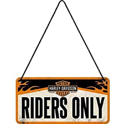 ART Retro závěsná tabulka, 10 x 20 cm, Harley-Davidson – Riders Only – nápad na dárek pro cyklisty, originální licenční produkt (OLP), z kovu, dekorace do dílny ve vintage designu, plechové ART Retro závěsná tabulka, 10 x 20 cm, Harley-Davidson – Riders Only – nápad na dárek pro cyklisty, originální licenční produkt (OLP), z kovu, dekorace do dílny ve vintage designu, plechové
