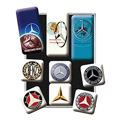 ART Retro magnety na lednici, 9 kusů, Mercedes-Benz – Logo Evolution – nápad na dárek pro fanoušky Mercedes-Benz Fans, originální licenční produkt (OLP), magnetická sada na magnetickou ART Retro magnety na lednici, 9 kusů, Mercedes-Benz – Logo Evolution – nápad na dárek pro fanoušky Mercedes-Benz Fans, originální licenční produkt (OLP), magnetická sada na magnetickou
