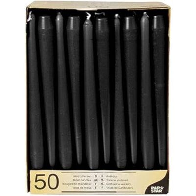 Papstar Svítící svíčky / svíčkové svíčky černé (50 kusů) průměr 2. 2 cm, délka 25 cm, dlouhá doba hoření, spalování bez sazí, pro gastronomii / slavnosti / domácnosti, #10392 Papstar Svítící svíčky / svíčkové svíčky černé (50 kusů) průměr 2. 2 cm, délka 25 cm, dlouhá doba hoření, spalování bez sazí, pro gastronomii / slavnosti / domácnosti, #10392