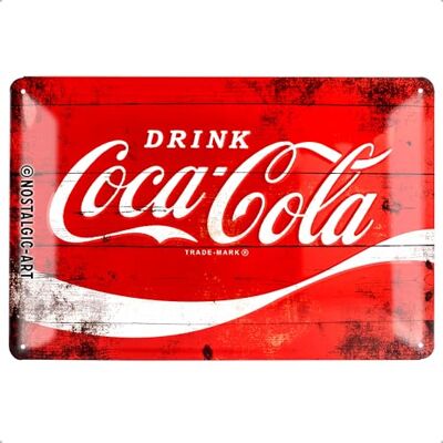 ART Retro plechový štítek, 20 x 30 cm, Coca-Cola – logo Red Wave – nápad na dárek pro fanoušky Coke, originální licenční produkt (OLP), z kovu, vintage design, plechové cedule rčení ART Retro plechový štítek, 20 x 30 cm, Coca-Cola – logo Red Wave – nápad na dárek pro fanoušky Coke, originální licenční produkt (OLP), z kovu, vintage design, plechové cedule rčení