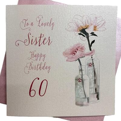 WHITE COTTON CARDS BD 152.40 Dandelion 65 cm, Happy Birthday to a Lovely Sister 152.40 cm, 60. Geburtstag, handgefertigt, Weiß WHITE COTTON CARDS BD 152.40 Dandelion 65 cm, Happy Birthday to a Lovely Sister 152.40 cm, 60. Geburtstag, handgefertigt, Weiß