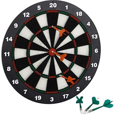 Relaxdays Terč na šipky 42 cm, Softdart Safety Darts, 6 šípů, vhodný pro děti, stojan bezpečnostní terč, černo-bílý Relaxdays Terč na šipky 42 cm, Softdart Safety Darts, 6 šípů, vhodný pro děti, stojan bezpečnostní terč, černo-bílý