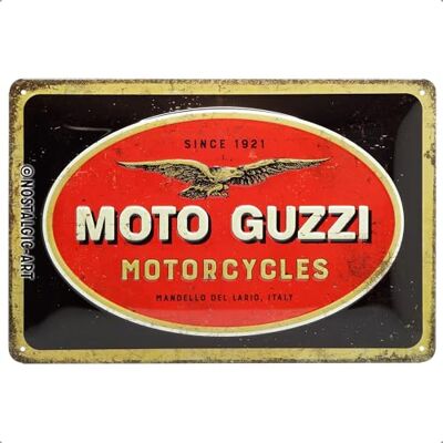ART Retro plechový štítek, 20 x 30 cm, Moto Guzzi – logo motocyklů – nápad na dárek pro cyklisty, originální licenční produkt (OLP), z kovu, dekorace do dílny ve vintage designu, plechové ART Retro plechový štítek, 20 x 30 cm, Moto Guzzi – logo motocyklů – nápad na dárek pro cyklisty, originální licenční produkt (OLP), z kovu, dekorace do dílny ve vintage designu, plechové
