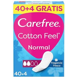 Carefree Cotton Feel Normal Fragancia Fresca Protegeslips (40 + 4 unidades), protegeslips absorbentes y transpirables sin fragancia, protege slip para todo tipo de braguitas Carefree Cotton Feel Normal Fragancia Fresca Protegeslips (40 + 4 unidades), protegeslips absorbentes y transpirables sin fragancia, protege slip para todo tipo de braguitas