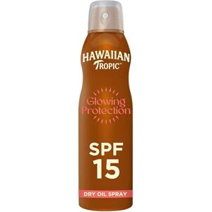 Hawaiian Tropic Glowing Protection Sunscreen Dry Oil Spray Mist, voděodolný LSF 15 UVA + UVB ochranný sluneční sprej, ochrana proti slunci s tropickou vůní a havajsky inspirovanými botanicals, 177 ml Hawaiian Tropic Glowing Protection Sunscreen Dry Oil Spray Mist, voděodolný LSF 15 UVA + UVB ochranný sluneční sprej, ochrana proti slunci s tropickou vůní a havajsky inspirovanými botanicals, 177 ml