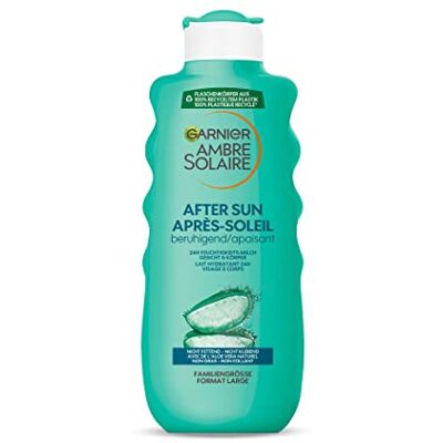 Garnier Ambre Solaire After Sun 24h Feuchtigkeits-Milch für Gesicht & Körper – Beruhigende After Sun Lotion mit Aloe Vera – Kühlt, hydratisiert intensiv & verlängert die Sommerbräune – 400ml Garnier Ambre Solaire After Sun 24h Feuchtigkeits-Milch für Gesicht & Körper – Beruhigende After Sun Lotion mit Aloe Vera – Kühlt, hydratisiert intensiv & verlängert die Sommerbräune – 400ml