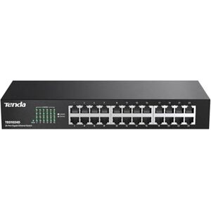 Tenda Gigabit Switch 24 portový síťový přepínač 19 palců instalace do racku LAN Switch (Plug-and-Play Ethernet Switch, bez ventilátoru, nespravované, montáž do racku / na stěnu, kovové pouzdro, černá Tenda Gigabit Switch 24 portový síťový přepínač 19 palců instalace do racku LAN Switch (Plug-and-Play Ethernet Switch, bez ventilátoru, nespravované, montáž do racku / na stěnu, kovové pouzdro, černá