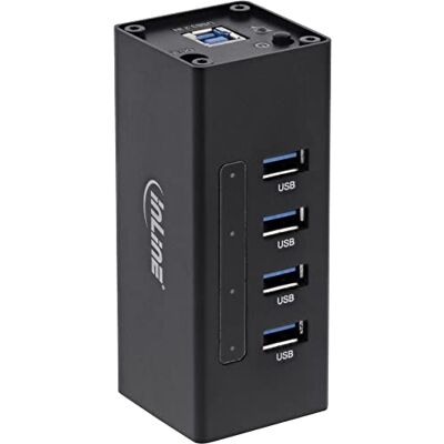 InLine 35395 A USB 3. 0 rozbočovač, 4 porty, hliníkové pouzdro, černé, s napájecím zdrojem 2,5 A InLine 35395 A USB 3. 0 rozbočovač, 4 porty, hliníkové pouzdro, černé, s napájecím zdrojem 2,5 A