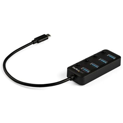 StarTech.com StarTech 4portový USB C rozbočovač s jednotlivými spínači na port, USB 3. 0 (5 Gbps) rozbočovač se síťovým zdrojem, stolní notebook USB-C na USB-A Splitter StarTech.com StarTech 4portový USB C rozbočovač s jednotlivými spínači na port, USB 3. 0 (5 Gbps) rozbočovač se síťovým zdrojem, stolní notebook USB-C na USB-A Splitter