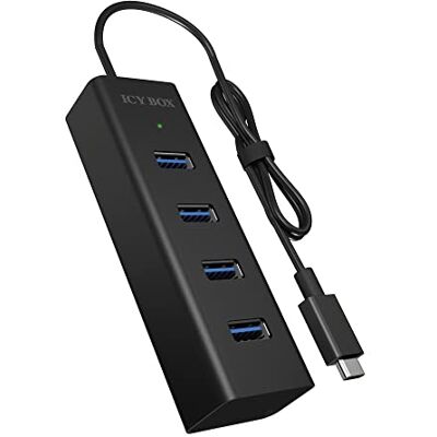 ICY BOX 4násobný rozbočovač USB 3 (4x USB-A 3.0), USB-C 3 spojení, integrovaný kabel, hliník, IB-HUB1409-C3 ICY BOX 4násobný rozbočovač USB 3 (4x USB-A 3.0), USB-C 3 spojení, integrovaný kabel, hliník, IB-HUB1409-C3
