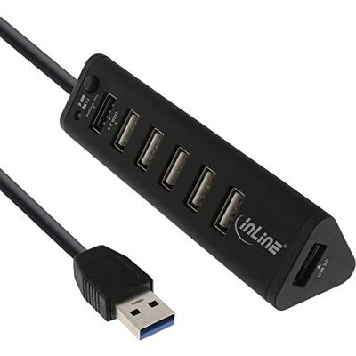 InLine 66763 chytrý rozbočovač, 7násobný USB 3. 0 / 2. 0 hub s přípojkou pro rychlé nabíjení InLine 66763 chytrý rozbočovač, 7násobný USB 3. 0 / 2. 0 hub s přípojkou pro rychlé nabíjení