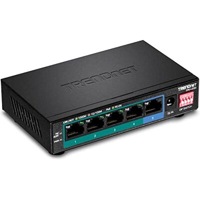TRENDnet , TPE-LG50, 5portový gigabitový dlouhý přepínač PoE+ Switch, 4x Gigabit PoE+ Ports, 1 x Gigabit Port, 32W PoE Budget, 10Gbps spínací kapacita, rozšířený PoE+ 200 m (656 ft), černý TRENDnet , TPE-LG50, 5portový gigabitový dlouhý přepínač PoE+ Switch, 4x Gigabit PoE+ Ports, 1 x Gigabit Port, 32W PoE Budget, 10Gbps spínací kapacita, rozšířený PoE+ 200 m (656 ft), černý