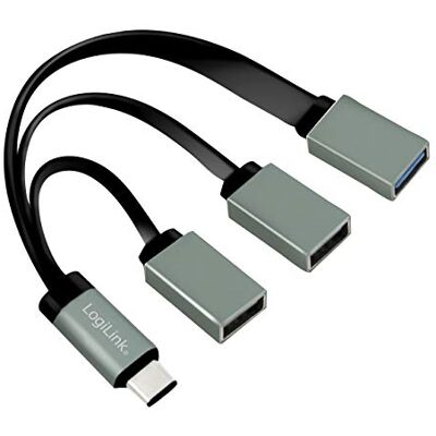 LogiLink UA0315 USB-C (USB 3.1 Gen1 bis 5Gbps) Hub mit geradem Stecker auf 2X USB 2.0 (Typ A Buchse) + 1x USB 3.0 (Typ A Buchse), Anthrazit LogiLink UA0315 USB-C (USB 3.1 Gen1 bis 5Gbps) Hub mit geradem Stecker auf 2X USB 2.0 (Typ A Buchse) + 1x USB 3.0 (Typ A Buchse), Anthrazit