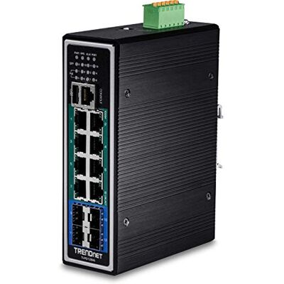TRENDnet , TI-PG1284i, 12portový gigabitový PoE + vrstva 2+ Heavy Duty Industrial DIN Rail Switch, 240 W výkonový budget, IP30 Gigabit PoE + síťový Ethernet Switch TRENDnet , TI-PG1284i, 12portový gigabitový PoE + vrstva 2+ Heavy Duty Industrial DIN Rail Switch, 240 W výkonový budget, IP30 Gigabit PoE + síťový Ethernet Switch