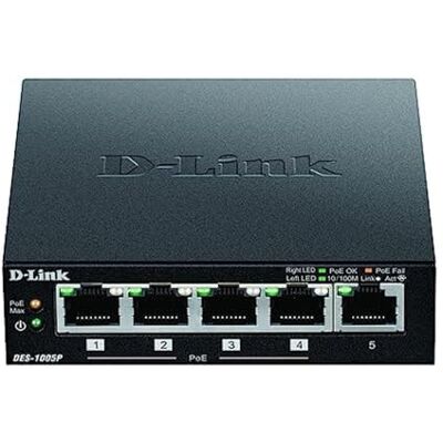 D-Link DES-1005P Fast Ethernet Switch (5-Port Layer2, 10/100 Mbit/s, PoE, jednoduchá instalace Plug & Play, automatická detekce MDI/MDIX, bez ventilátoru) černý D-Link DES-1005P Fast Ethernet Switch (5-Port Layer2, 10/100 Mbit/s, PoE, jednoduchá instalace Plug & Play, automatická detekce MDI/MDIX, bez ventilátoru) černý